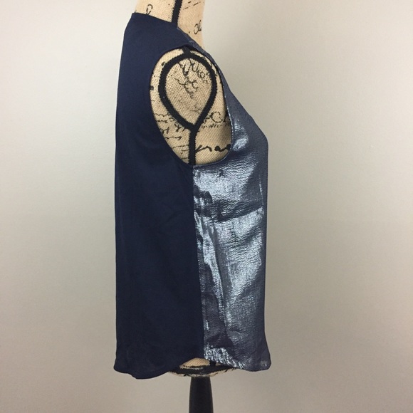 NWT J Crew Metallic Front Tank, Silver Navy, S - Picture 5 of 8